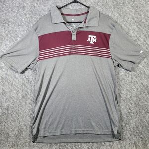 Colosseum Texas A&M Aggies Wordmark Smithers Polo Shirt Gray Maroon Men’s XL